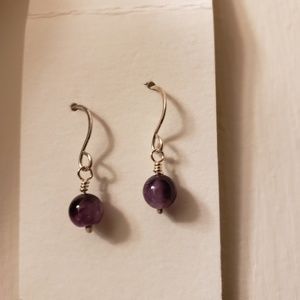 Handmade Amethyst Sterling Silver French Ear Wire